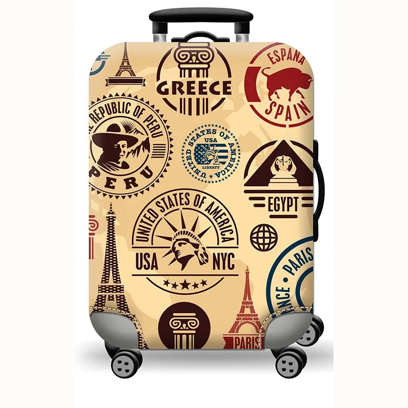 Housse de valise extensible motif Tampons du Monde - Valisora