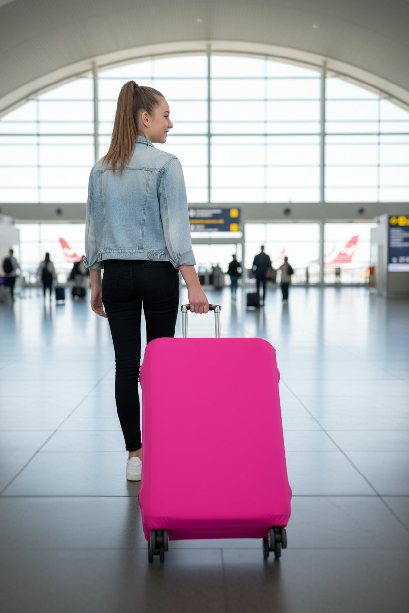 Housse de valise Valisora unie, coloris Rose Fuchsia