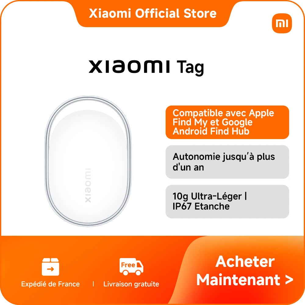 Xiaomi Tag - Traceur Bluetooth Compatible Apple Find My & Google Find Hub