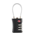 Cadenas TSA noir à code 3 chiffres avec câble acier - vue de face Valisora