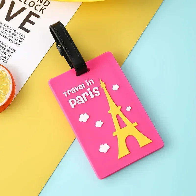 Étiquette de Bagage Silicone - Motifs Voyage au Choix