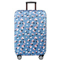 Housse de valise Valisora motif Fleurs Bleues sur fond blanc