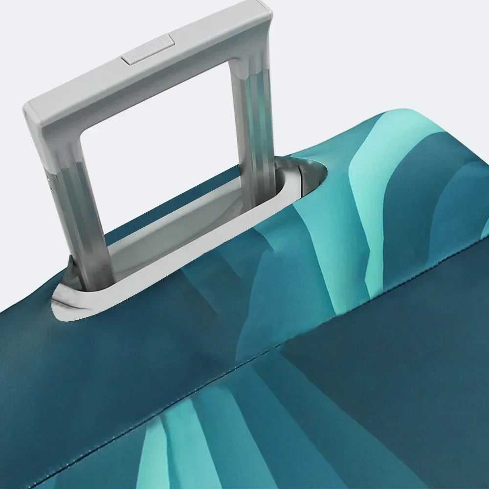 Housse de valise extensible avec motif lettre décorative dorée sur fond de vagues bleu turquoise – Valisora