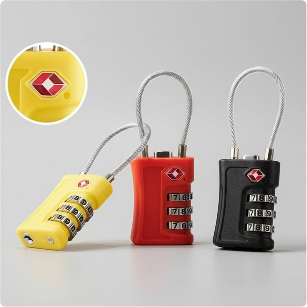 Cadenas TSA à code 3 chiffres pour valise - antivol à câble Valisora