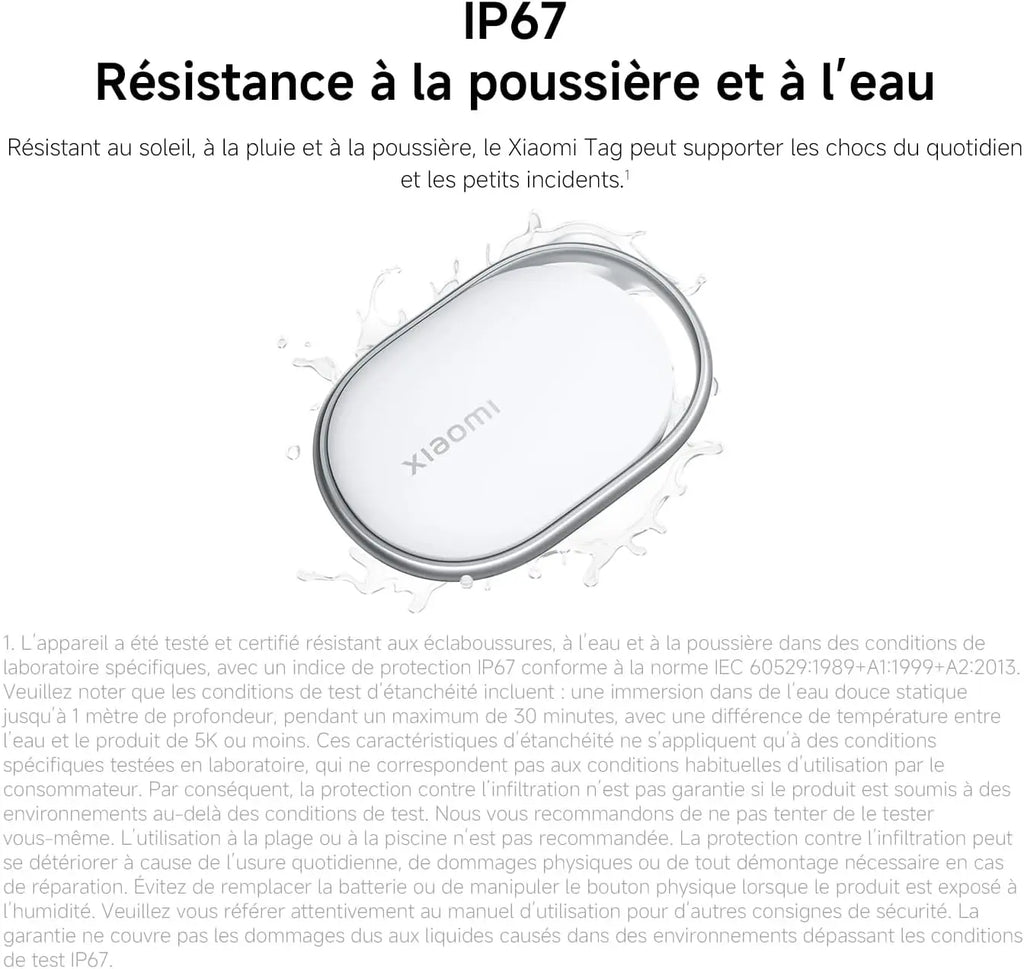 Xiaomi Tag - Traceur Bluetooth Compatible Apple Find My & Google Find Hub